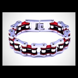 Mens D&Z Stainless Steel Motorcycle Bike Bracelet